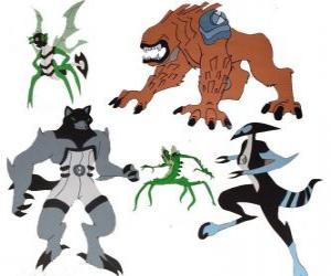 yapboz Grup beş Ben 10 ile yabancılar of Omnitrix